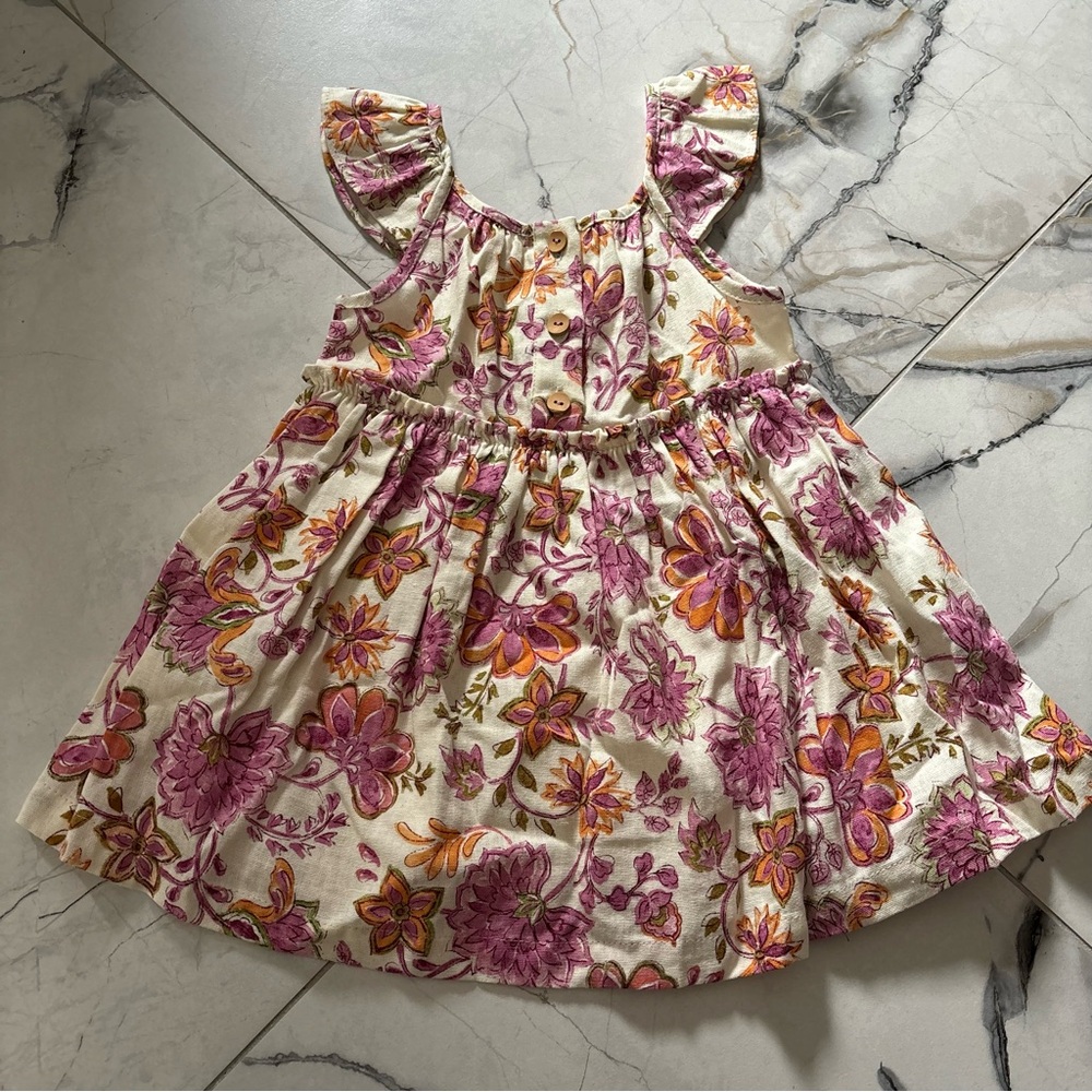 Zara Kids Floral Dress in Pink and Cream